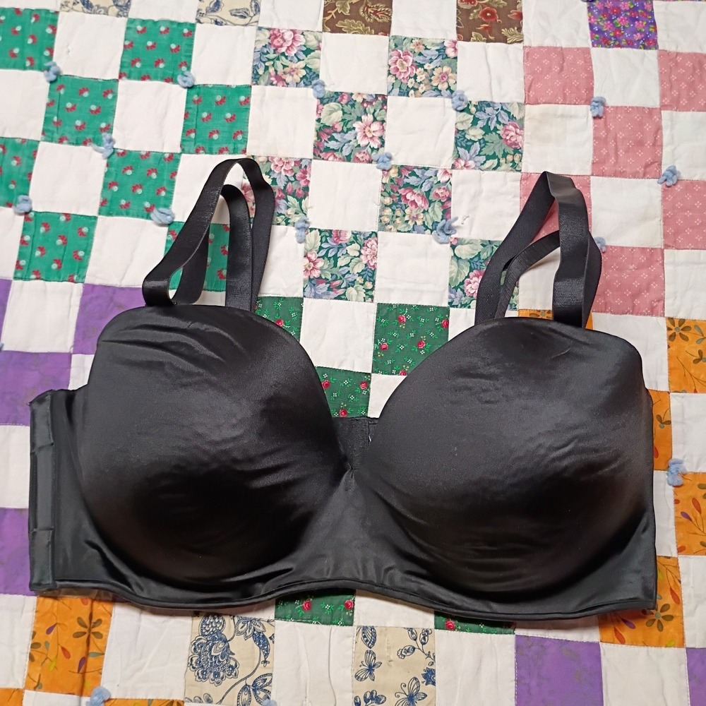 Cacique Solid‎ Black Balconette Bra Womens Size 42F Underwired